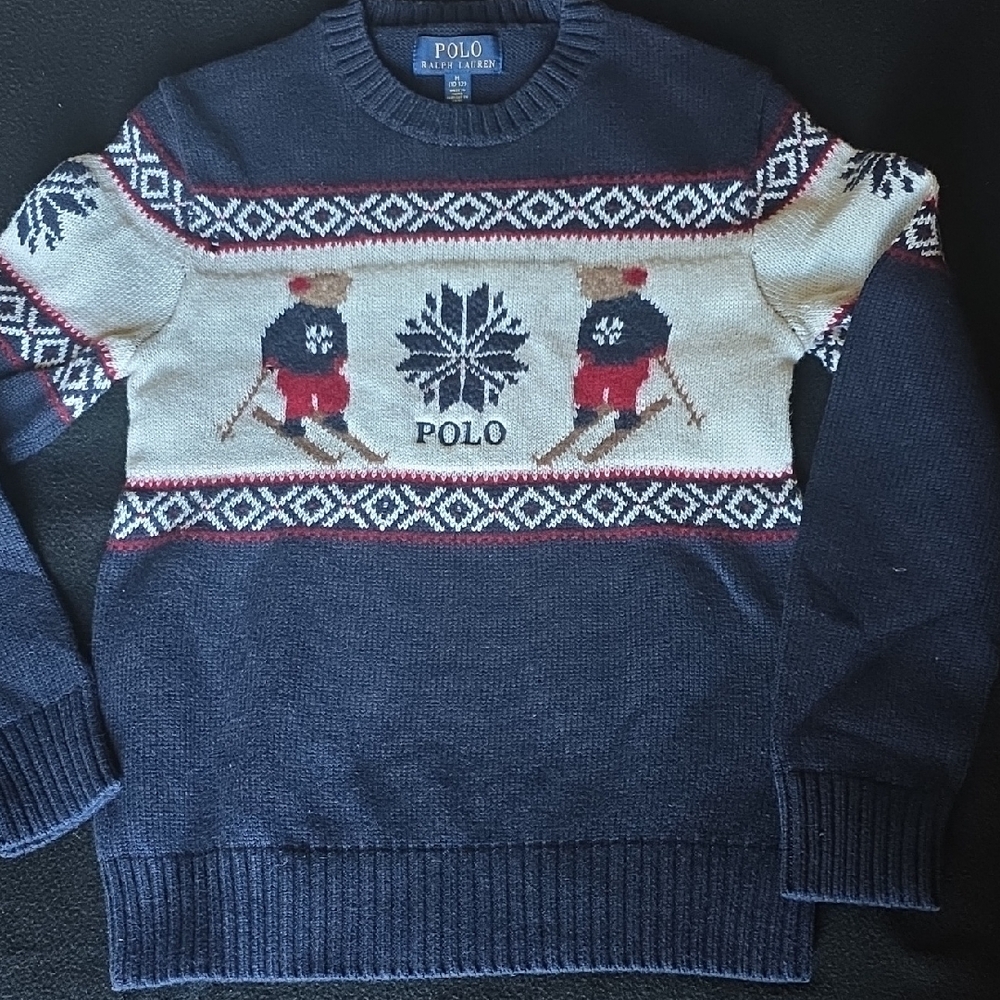 Polo by Ralph Lauren Blue Sweater with Ski Bear Design